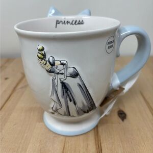 Rae Dunn Disney Princess Cinderella Mug Double Sided Blue Handle & Bow Trim New